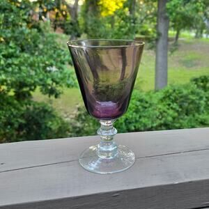 Amethyst Purple Footed Cup Glass Wine Water Goblet Cocktail Kitchen Barware
